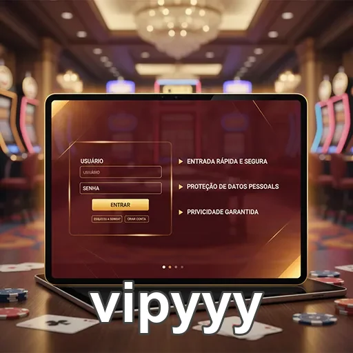 Tela de login do site vipyyy com foco em segurança de cadastro.