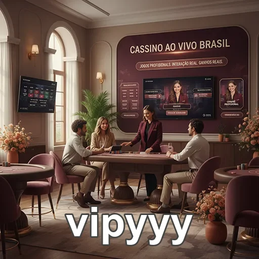 Imagem do cassino ao vivo vipyyy com jogadores e dealer.