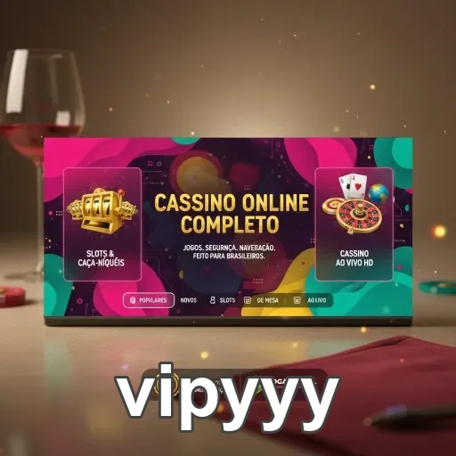 Imagem do site vipyyy com visual de cassino online completo.
