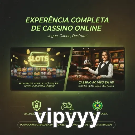 Interface da vipyyy apresentando slots e cassino ao vivo.