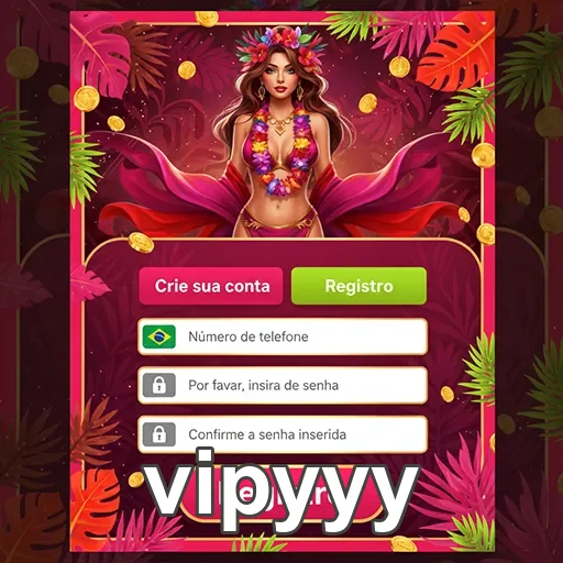 Tela de cadastro da vipyyy com imagem de personagem tropical.