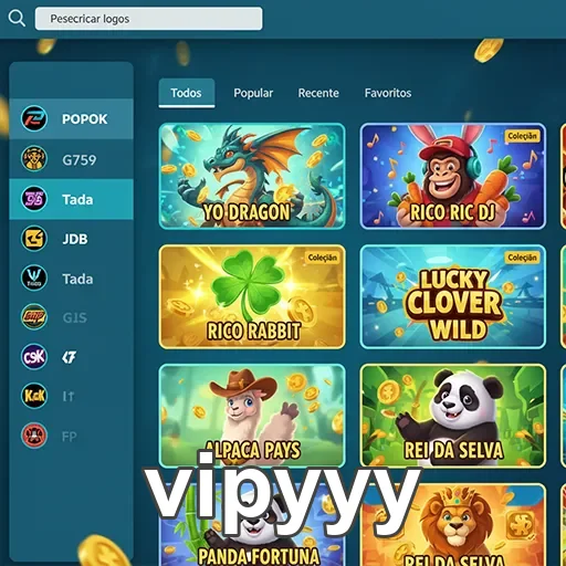 interface de jogos no vipyyy com opções variadas.